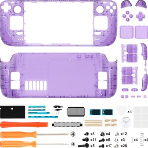 Steam Deck LCD, Clear Atomic Purple Handheld Console Replacement Housing Case, DIY Full Set Shell with Buttons for Steam Deck Console - Console NOT Included